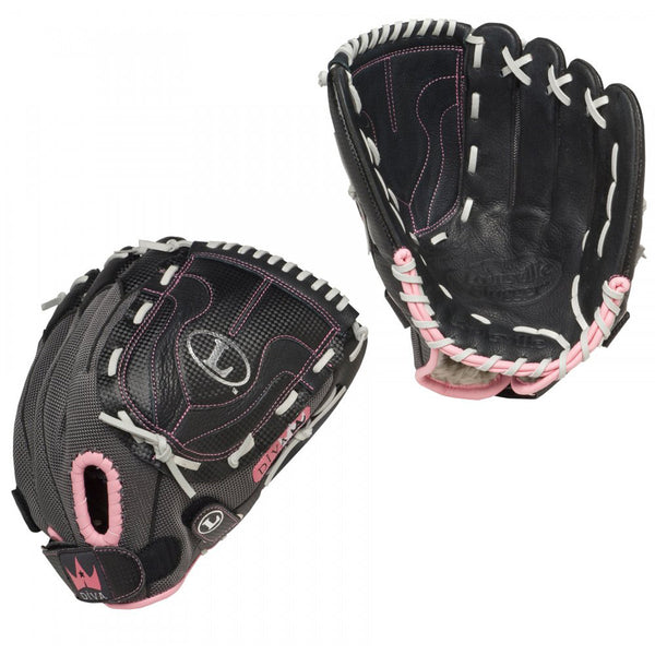 louisville slugger diva youth softball glove dv1200rh dv1200 12 inches black pink